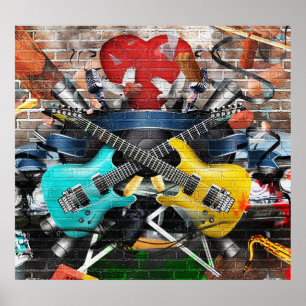 Musical Collage: Colourful Rhythmic Background. Poster