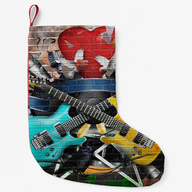 Musical Collage: Colourful Rhythmic Background. Small Christmas Stocking (Front)