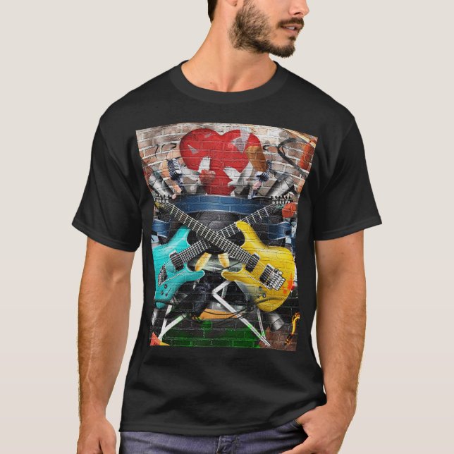 Musical Collage: Colourful Rhythmic Background. T-Shirt (Front)