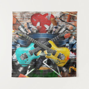 Musical Collage: Colourful Rhythmic Background. Tapestry