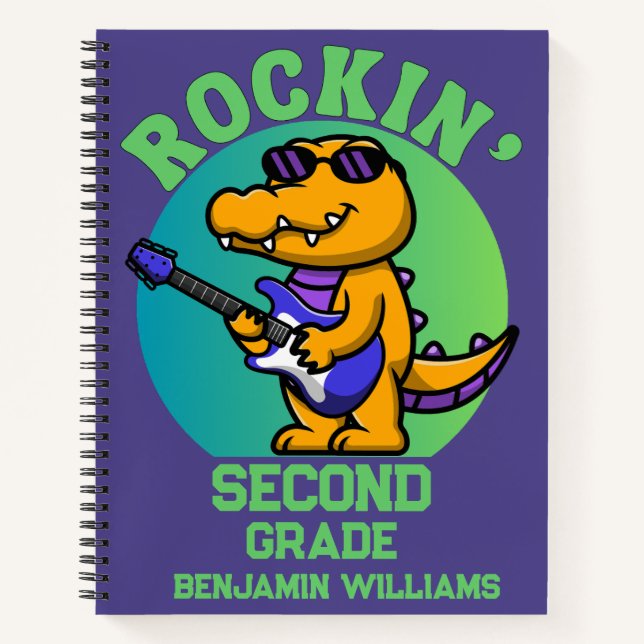 Musical Crocodile Back To School  Customised Grade Notebook (Front)