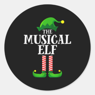 Musical Elf Matching Family Group Christmas Party Classic Round Sticker