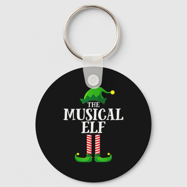 Musical Elf Matching Family Group Christmas Party  Key Ring (Front)