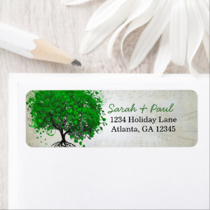 Musical Emerald Heart Leaf Tree Return Address