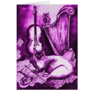 MUSICAL FATHER'S DAY CAT AND OWL Pink Purple White