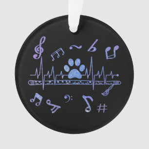 Musical Flute with Paw Prints Ornament