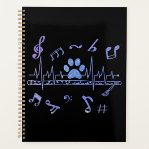Musical Flute with Paw Prints Planner