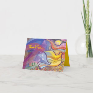 Musical Flying Dove Folded Thank You Greeting Card
