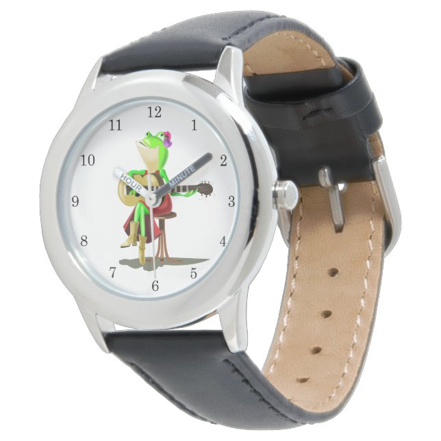 Musical Frog Playing Guitar Funny Watch (Angled)