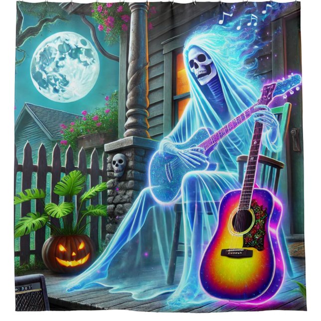 Musical Ghost Shower Curtain (Front)