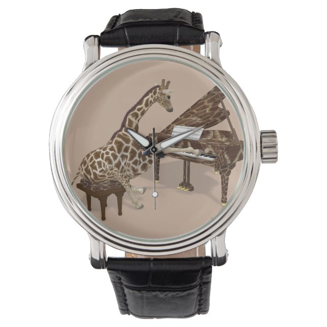 Musical Giraffe Playing Grand Piano Watch (Front)