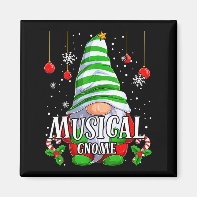 Musical Gnome Christmas Pajamas Matching Family Gr Magnet (Front)