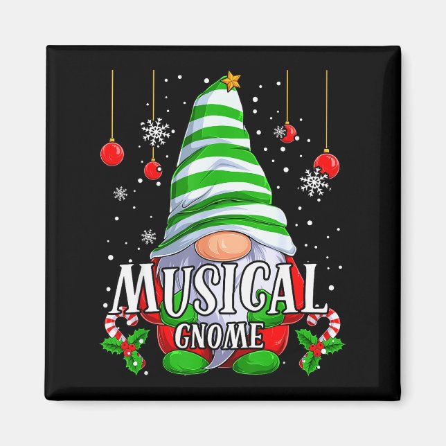Musical Gnome Christmas Pajamas Matching Family Gr Magnet (Front)