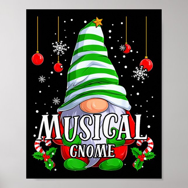 Musical Gnome Christmas Pajamas Matching Family Gr Poster (Front)