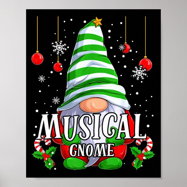 Musical Gnome Christmas Pajamas Matching Family Gr Poster (Front)