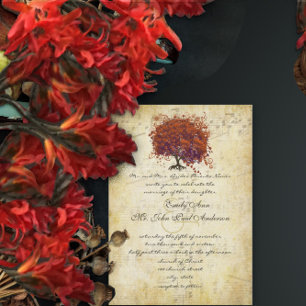 Musical Gold Coral Purple Kiss Heart Leaf Tree Invitation