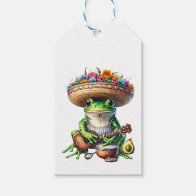 Musical Green Frog Gift Tags (Front)