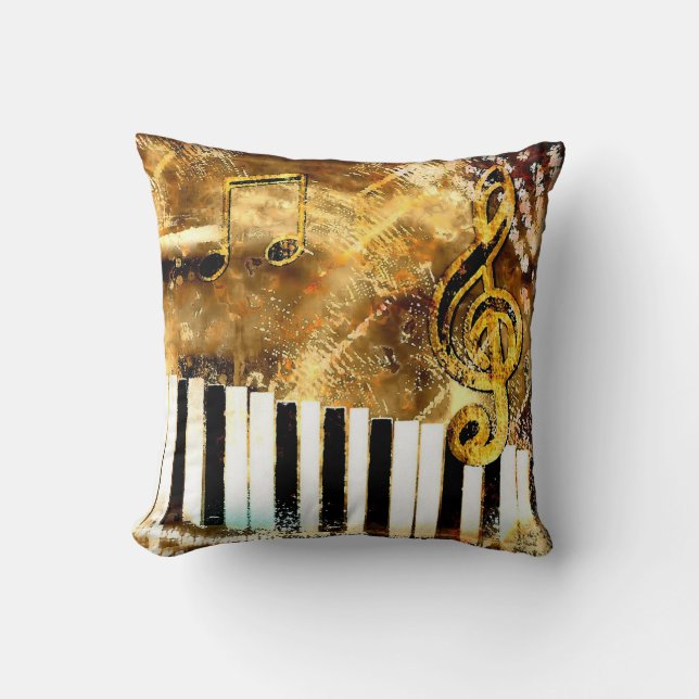 Musical Grunge Throw PIllow (Front)
