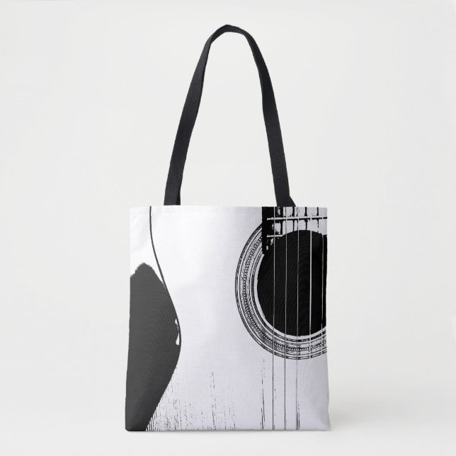Musical Guitar Black White Abstract Tote Bag (Front)