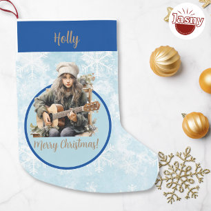 Musical Guitar Girl Christmas Stocking