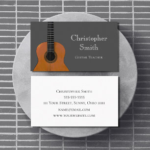 Musical Guitar Lessons Simple Grey  Business Card