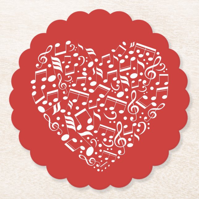 Musical Heart custom colour paper coasters (Front)