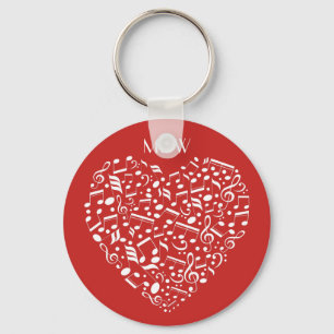 Musical Heart custom monogram & colour key chains