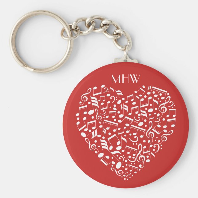 Musical Heart custom monogram & colour key chains (Front)