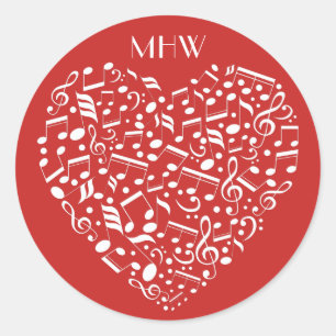 Musical Heart custom monogram & colour stickers