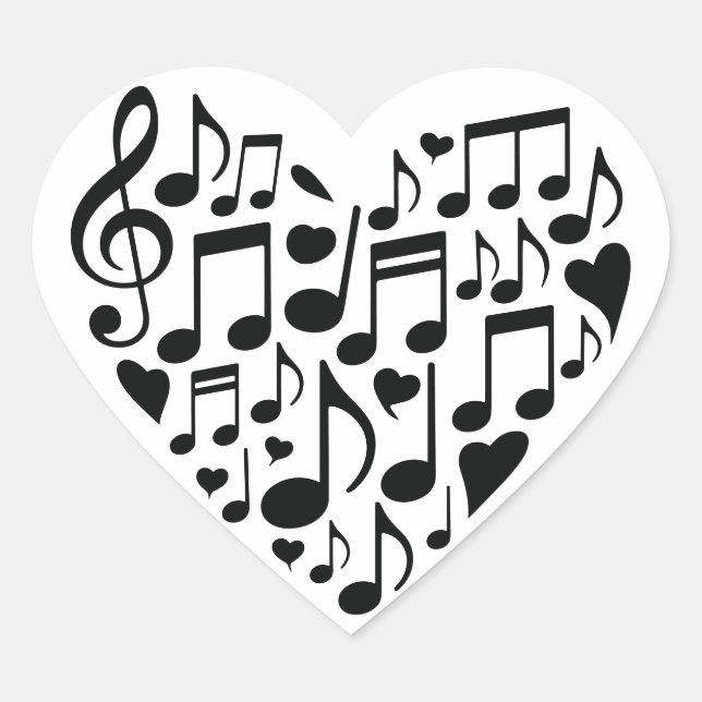 Musical Heart Design Music Notes Theme Sticker (Front)