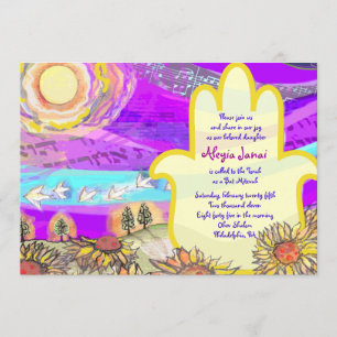 Musical Hemsa Bar Bat Mitzvah Invitation Invite