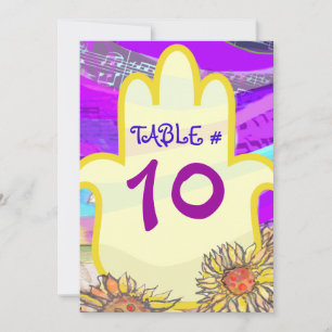 Musical Hemsa Bar Bat Mitzvah Table Seating Number Invitation