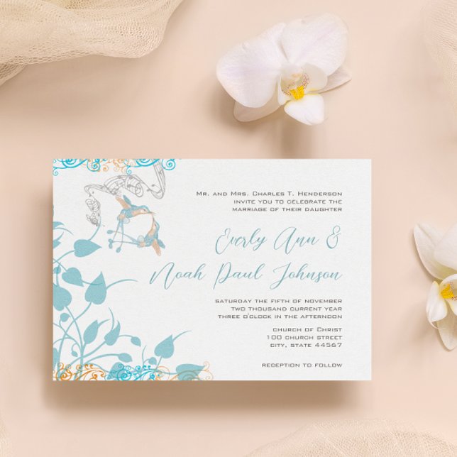 Musical Hummingbird Wedding Invitation (Creator Uploaded)