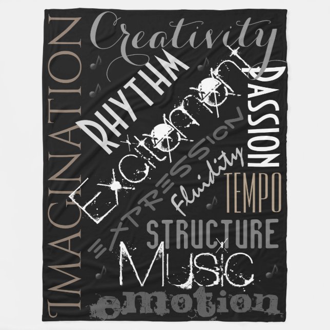 Musical Inspiration, Black,White Blanket Collage (Front)