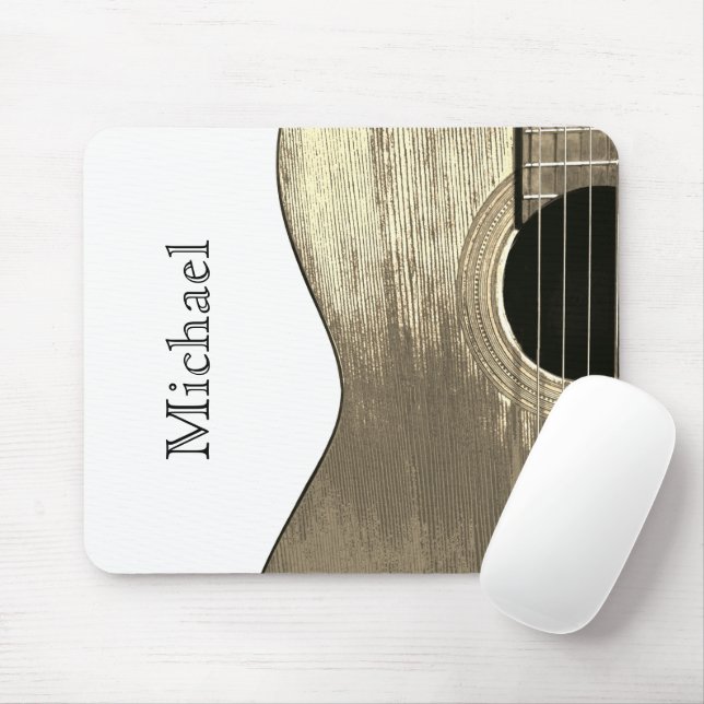 Musical Instrument Acoustic Guitar Abstract Beige Mouse Mat (With Mouse)