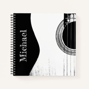 Musical Instrument Acoustic Guitar Black White Notebook