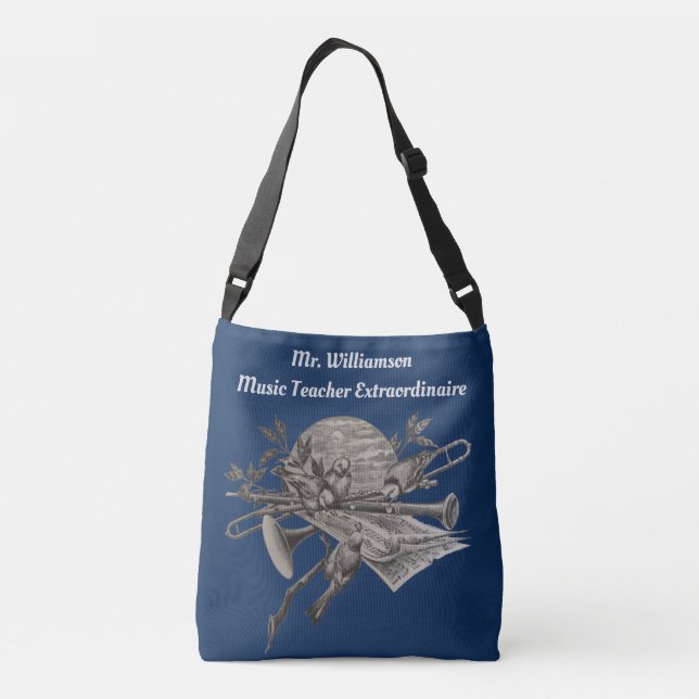 Musical Instrument Band Music Teacher Appreciation Crossbody Bag (Back)