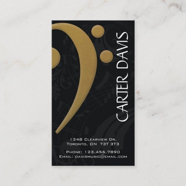 Musical Instrument - Bass Clef Business Card (Front)