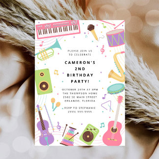 Musical Instrument Birthday Party Invitation