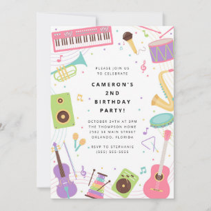 Musical Instrument Birthday Party Invitation
