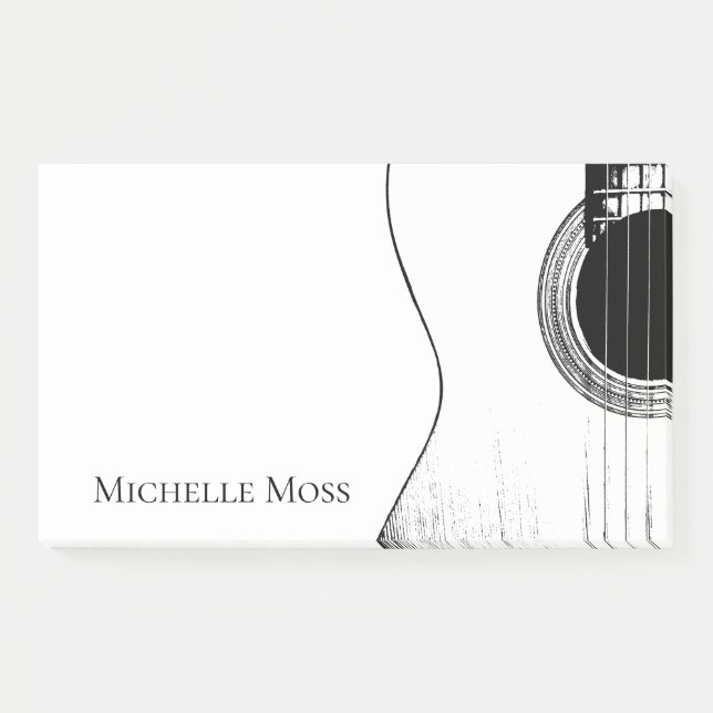 Musical Instrument Black White Guitar Post-it Notes (Front)
