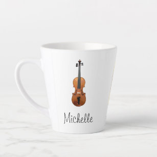 Musical Instrument Cute Violin  Latte Mug
