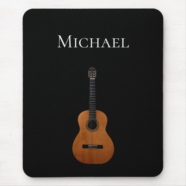 Musical Instrument Guitar Black White Mouse Mat (Front)