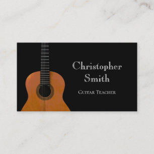 Musical Instrument Guitar Lessons Black White Business Card