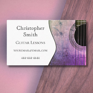 Musical Instrument Guitar Lessons Purple Business Card