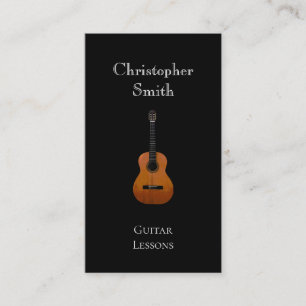 Musical Instrument Guitar Lessons Simple Black Business Card