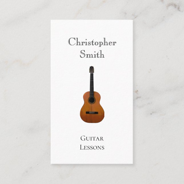 Musical Instrument Guitar Lessons Simple Business Card (Front)