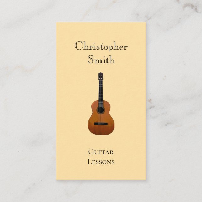 Musical Instrument Guitar Lessons Teacher  Business Card (Front)