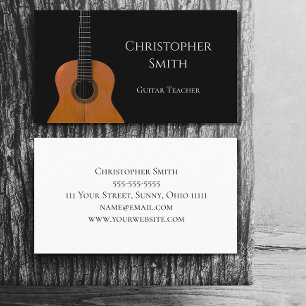 Musical Instrument Guitar Music Teacher Black Business Card