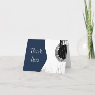 Musical Instrument Guitar Navy Blue Abstract Thank You Card